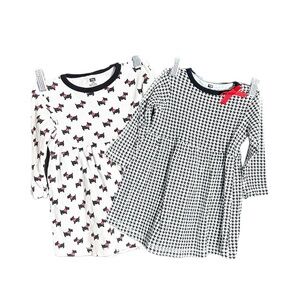 Kids' Black and White Casual Dresses Set